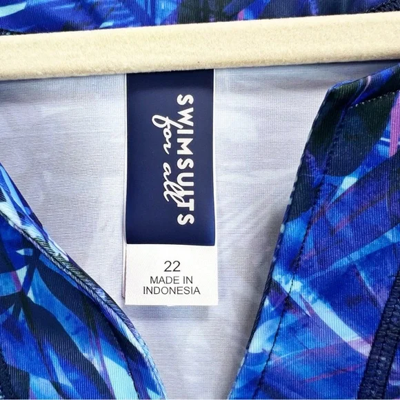 Swimsuits For All Longer Length Short-Sleeve Swim Tunic Size 22 Tropical Palm - Picture 4 of 10